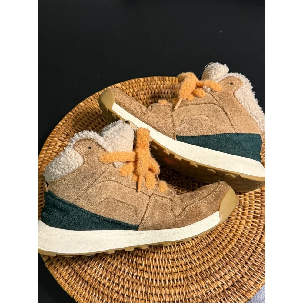 Timberland Delphiville bSuede Fleece Lined Sneaker Boots Tan Green Womens 7.5